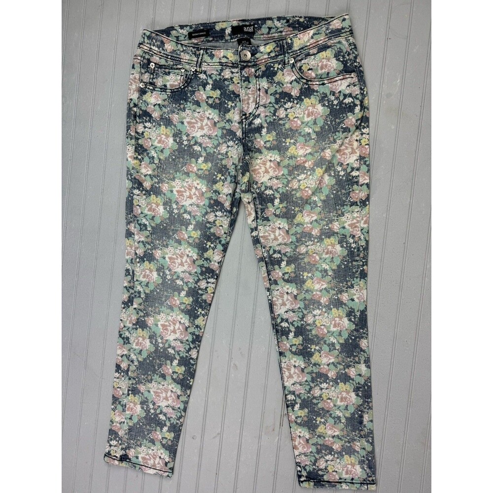 A.N.A. Size 28 6 Womens Jeans Skinny Ankle Low Rise Floral Print Stretch